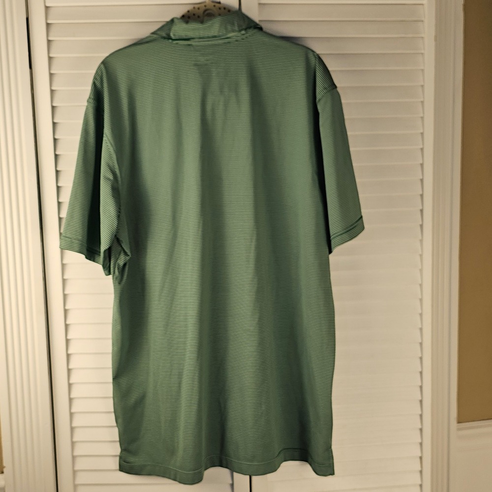 Masters Performance Mens Green White Striped‎ Golf Polo Shirt Large - Picture 2 of 4